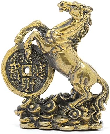 Witnystore muito minúsculo 1⅜ High Brass Horse Fture com Moeda Lucky e Yuanbaos Amulets Power Lucky Charm Rich Rich