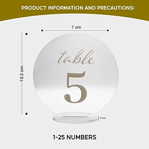 25 PCS Números de tabela de acrílico, o número da tabela vem com titulares de número de tabela, números de tabela acrílica para recepção de casamento, cartões de número de tabela transparentes, números de tabela com números brancos