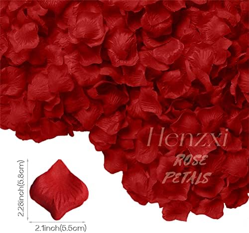 Henzxi 1000 PCS Pétalas de rosa vermelha escura, pétalas de flores artificiais, para noite romântica, casamento, evento, festa, decoração