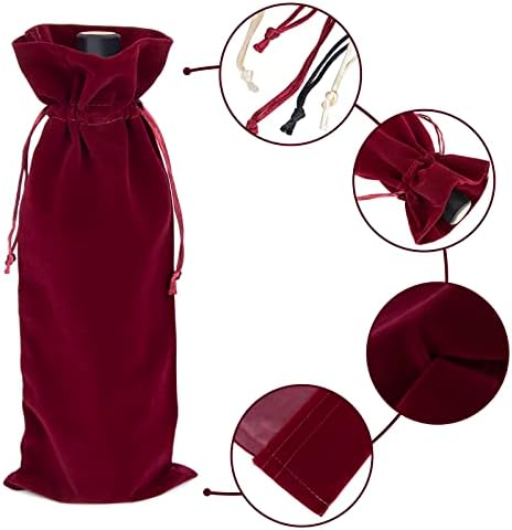 Toptie Custom 12 PCs Velvet Wine Gift Saco com cordões, adicione logotipo em bolsas de embrulho para garrafa de champanhe de