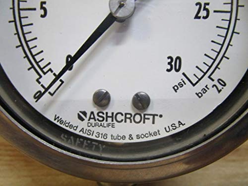 ASHCROFT 250-2990A01 Medidor de pressão, 0-30psi, 1/4 NPT