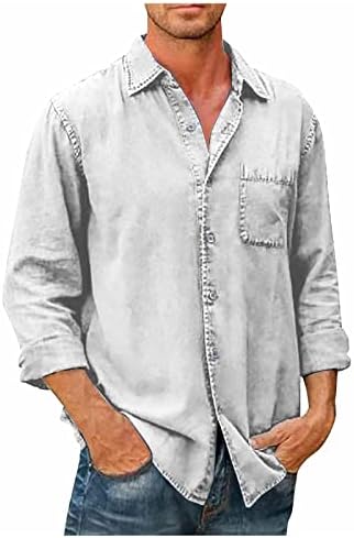 Camisa masculina para baixo, designer primavera verão masculino casual linho de algodão camisetas de manga comprida camisas soltas