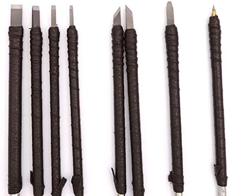 10pcs Cinzels de madeira Kit de ferramentas de escultura em madeira de pedra feita de bônus de aço de tungstênio Um saco de rolagem de couro portátil cykd01
