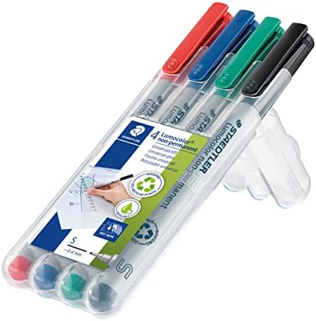 STAEDTLER 311 WP4 Lumocolor Pen não permanente, 4 cores variadas