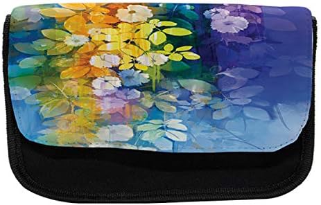 Caixa de lápis de flor aquarela lunarável, pintura de primavera, saco de lápis de caneta com zíper duplo, 8,5 x 5,5, multicolor