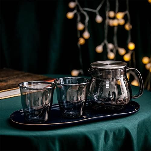 N/A Vidro de vidro resistente ao calor conjunto de chá nórdico conjunto de flores para casa de chá da tarde de chá de chá completo de
