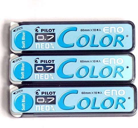 Lápis mecânicos de cor piloto ENO, 0,7 mm, azul macio, 10 chumbo ã-3 pacote/total 30 leads [pacote original de Komainu-Dou]