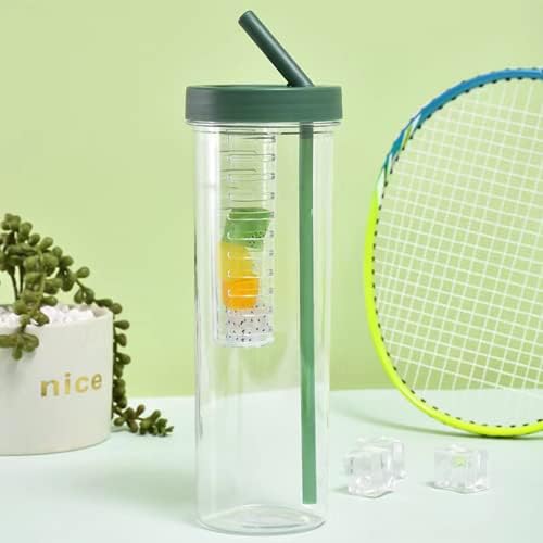 Fruta Infuser Water Bottle com palha - 24oz / 700 ml portátil de grande capacidade Garrafa de água esportiva clara - calha de