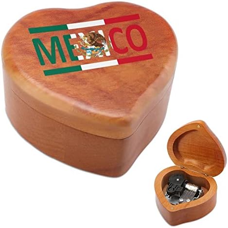 Bandeira mexicana Caixa de música de madeira Vintage Box Presente para o Dia dos Namorados do Natal do Natal