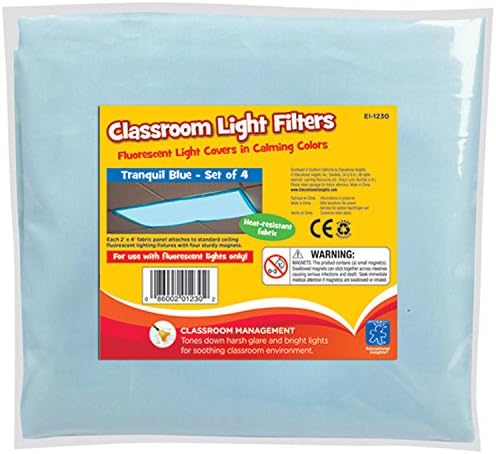 Insights educacionais Os filtros de luz fluorescentes originais: Tranquil Blue 4-Pack, capas de luz fluorescentes, instalação fácil