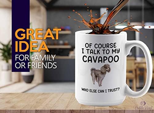 Treinamento de cães caneca de café 15oz white - fale com minha cavapoo - treinador de cachorro proprietário de animais