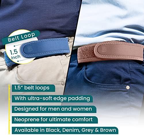 Cinturão elástico sem fivela neo Beltbro - preenchimento ultra -macio para bolsa de ostomia, dor nas costas e cadeira de rodas - se encaixa em loops de cinto de 1,5 polegada