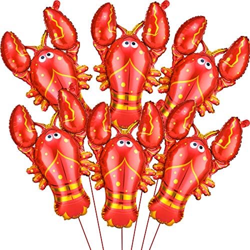 6 peças Crawfish Balloon Lobster Balões de lagosta gigante Balões de alumínio Balões marinhos balões de animais infantis decorações