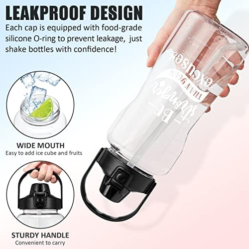 Fimibuke Botthe de água de meio galão com manga de 64 oz de água com palha e marcador de tempo para beber jarro de água motivacional
