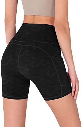 Ododos Workout Shorts Para Mulheres, Cantura alta Exercício de ioga Ciclismo de caminhada shorts com bolsos-6 /8