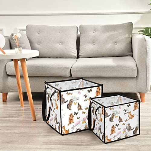 CATS Butterflies Bin Storage Bin dobrável cesta de armazenamento de brinquedos cesta de lavanderia cesto de berçário à prova d'água