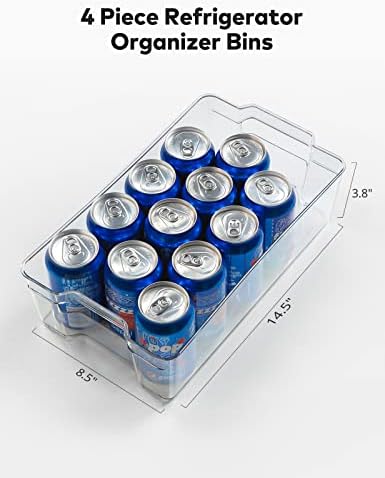 Irgorizador de geladeira caixas de armazenamento plástico empilhável, caixa de organizadores de geladeira Conjunto de recipientes