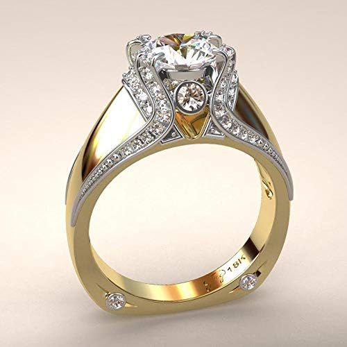 Luxo 18k ouro banhado branco safira feminina promessa de casamento jóias sz 6-10