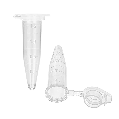 Fvebzem 500pcs 1,5 ml de centrífuga cônica Tubos de microcentrífuga Teste de frascos de teste de plástico com tampa amostra plástica