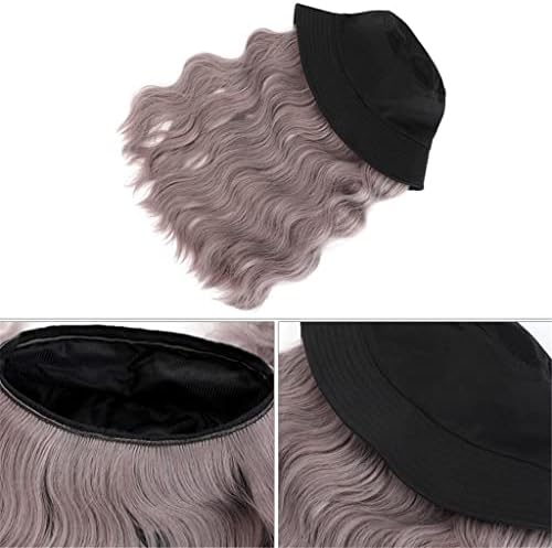 Douba Long Synthetic Fisherman's Hat's Hair Wig Hair Wigs com boné preto ajustável para mulheres