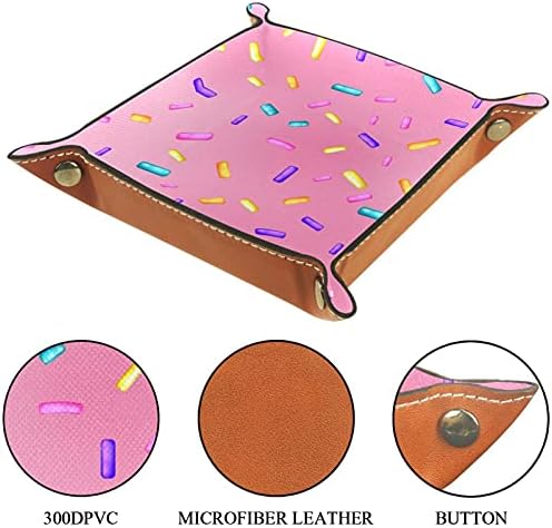 Esmalte de donut rosa Prático Microfiber Leather Storage Bandeja de mesa de mesa Organizador de armazenamento de caddy