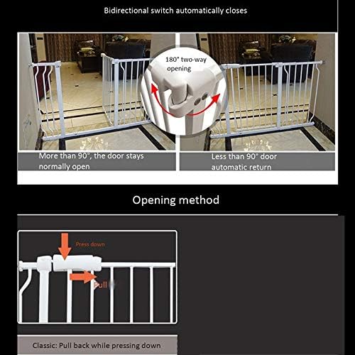 Maryaz Pet Playpens Gate de segurança para as portas Faixa de pressão portão retrátil Metal largo Metal largo escada extra