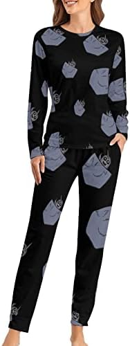 Narwhal Pocket Buddy Women Pijamas define roupas de dormir de manga comprida roupas de noite macia 2 peças PJS Loungewear