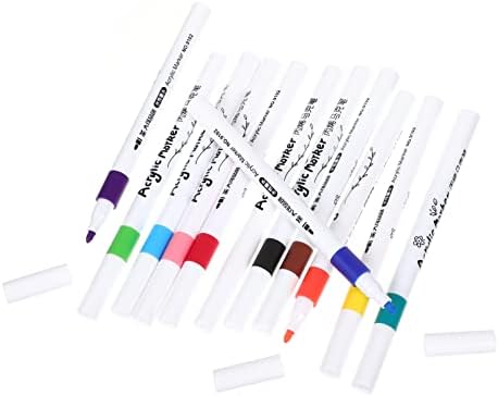 Marcadores de tecidos Operitacx 12 PCs Marcadores de tinta 12 Cores Marcador de canetas para projetos de artesanato DIY