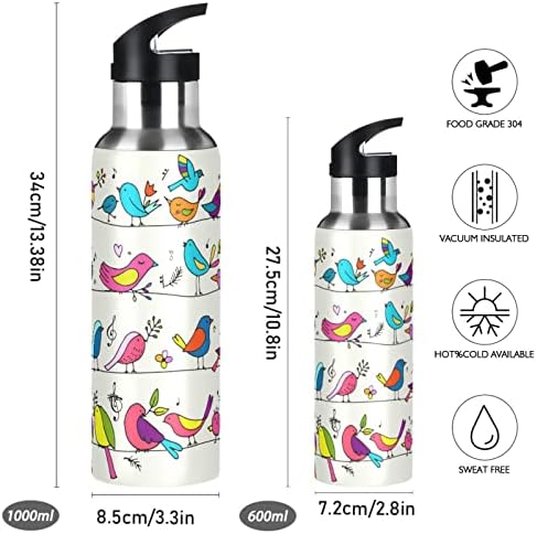 Pnyoin Sports Water Bottle - BPA livre de vácuo à prova de vazamentos à prova de aves pequenas de aço inoxidável em aço, garrafa Thermo com tampa de palha para academia, cozinha, trabalho, esporte ao ar livre