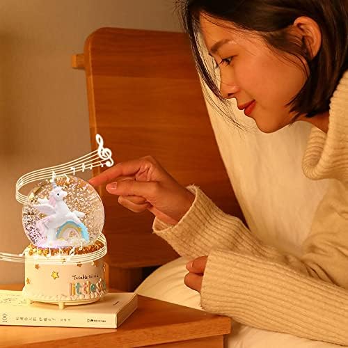 Iluminação Xinyu, Unicorn Snow Globe, globo de neve com música, unicórnio musical e música, Perfect Children's Snow Globe Globe para o aniversário de Natal