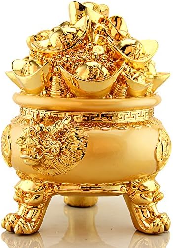 Boyull Feng Shui Golden Ingot/Yuan Bao Bacia do Tesouro Riqueza Porsperidade Fatueta, Melhor Presente de Parabéns, Decor Feng Shui