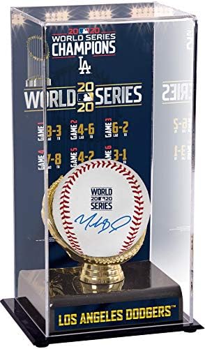 Mookie Betts Los Angeles Dodgers autografou a 2020 World Series Baseball e a exposição sublimatada da World Series 2020