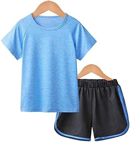 Loodgao Kids Girls Sport T T CHISTES E SHORTS Definir roupas esportivas de traje de verão de 2 peças de 2 peças para corrida/ciclismo