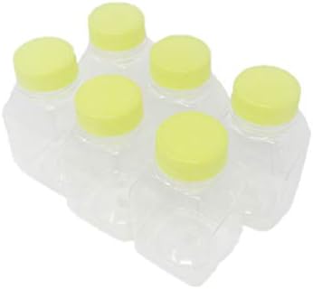 Pacote de 6 garrafas vazias de suco de plástico - 8 oz recipientes transparentes reutilizados com tampa de violação verde evidente