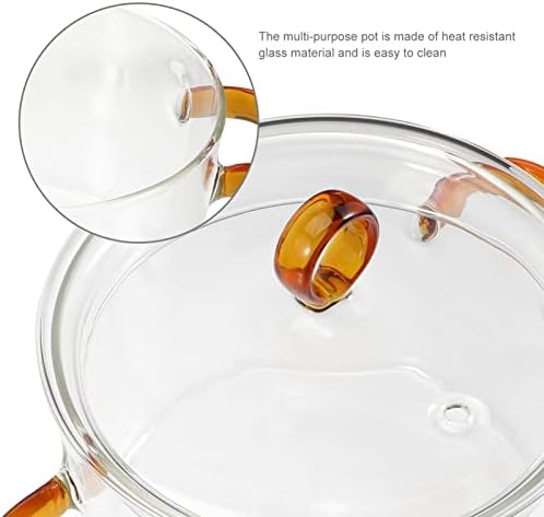 Faronetes de aço inoxidável Yarnow Panela de vidro 2pcs com tampa, vasos de vidro transparente com alça, vasos de vidro para cozinhar utensílios de cozinha em aço inoxidável