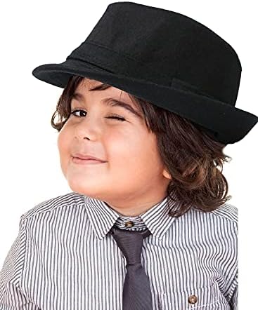 Kids Classic Classic Trilby-Fedora Hat Short Brim Boys Gangster-Fedora Manhattan Hat por 3-6 anos