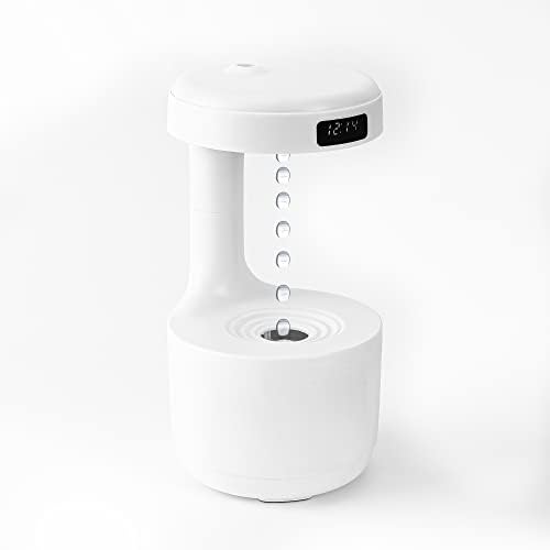 Kadams umidificador de névoa fresco, gotas de água anti -gravidade com sons, exibição de tempo de 24 horas de LED - relógio portátil