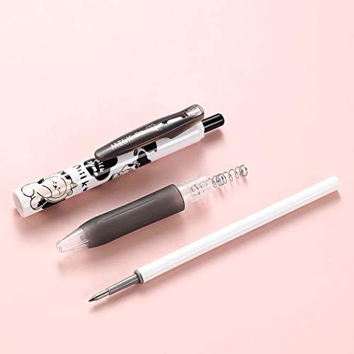 Jisomin Cute canetas de vaca leitosa, canetas de gel retrátil, canetas de tinta em gel preto, 0,5 mm, ponto de bala, perfeito