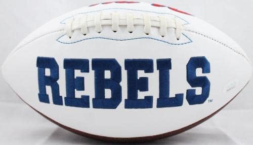 Evan Engram autografou Ole Miss Rebels Logo Football - JSA W Authenticated - Footes de futebol universitário autografado