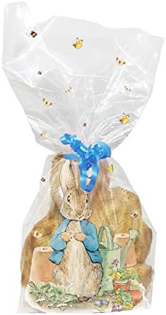 Casa de aniversário 20 peças Beatrix Potter Peter Rabbit Sacos de tratamento, sacos de celofane Bopp, 12,5 x 28,5 cm, incluindo