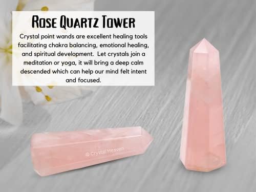 Aashita Creations Rose Rose Quartz Crystal Tower Obelisk Point para chakra, cura e balanceamento - Aaa Grade Original Certified
