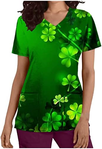 Tops for Women Casual Spring, Women's St. Patrick's Working Uniform T-shirt Tops de manga curta Hide Belly Tee
