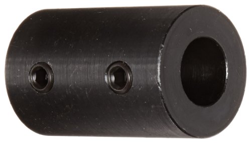 Parte do clímax RC-062 Aço macio, acoplamento rígido de revestimento de óxido preto, furo de 5/8 polegadas, 1/4 de polegada OD, 2 polegadas de comprimento, 5/16-18 x 5/16 parafuso de fixação