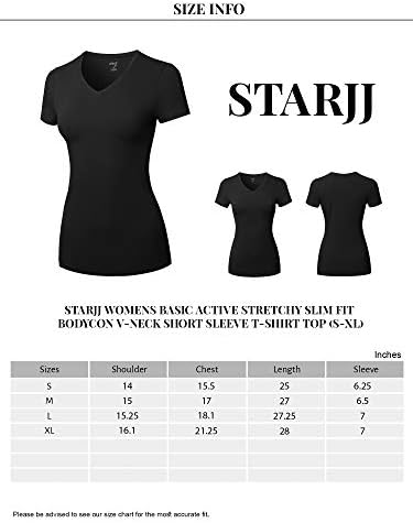 Starjj Womens Basic Basic Active Strethcy Slim Fit Bodycon V-dequek V & Crewneck Top-shirt de manga curta
