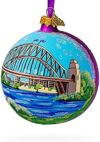 Harbor Bridge, Sydney, Australia Glass Ball Christmas Ornament 4 polegadas