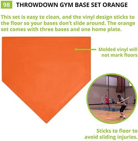 Conjunto de base de arremesso de arremesso esportivo Champion Sports: 4 bases de arremesso de borracha de beisebol e softball - Equipamento de treinamento e prática, laranja, 1 x 17 x 17