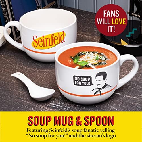 Paladone Seinfeld Sopa Caneca e colher | Oficialmente licenciado Jerry Seinfeld Caneca de Café Cerâmica