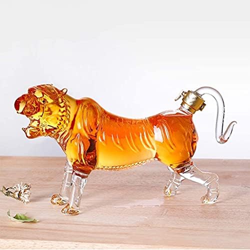 Decanter de vidro decantadores de uísque de animal grande estatueta de vidro de tigre rugindo de 35 onças, decantador