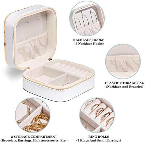 Caixa de armazenamento de jóias de exibição portátil de RodailyCay, caixa de jóias de folhas de bordo simples bege para anéis Brincho