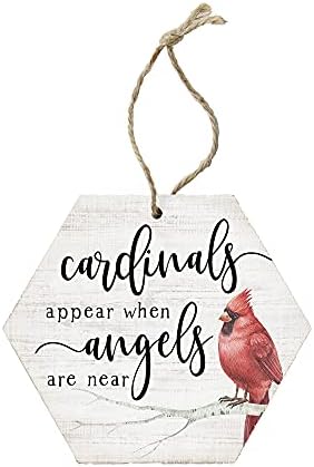 Simplesmente dito, inc. Os cardeais aparecem quando os anjos estão perto de -4,5 x 6,88 em ornamento de árvore de Natal de madeira rústica ORNIMENT ORH1285